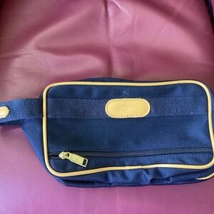 LONDON FOG NAVY Toiletry Travel Bag w/ Brown Piping